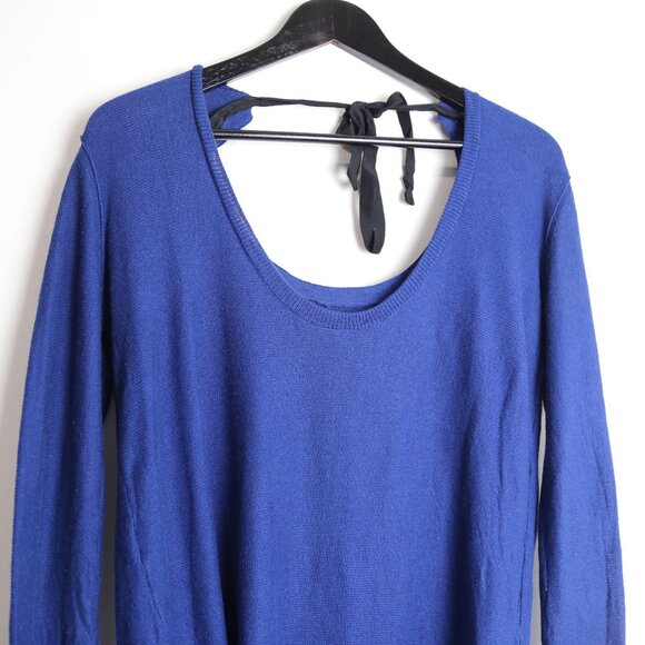 Aritzia Babaton Bailey Tie Back Silk Cashmere Knit Blue Sweater Size Small - Picture 4 of 7